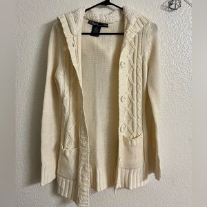 Hooded Cable-Knit Cardigan Size S